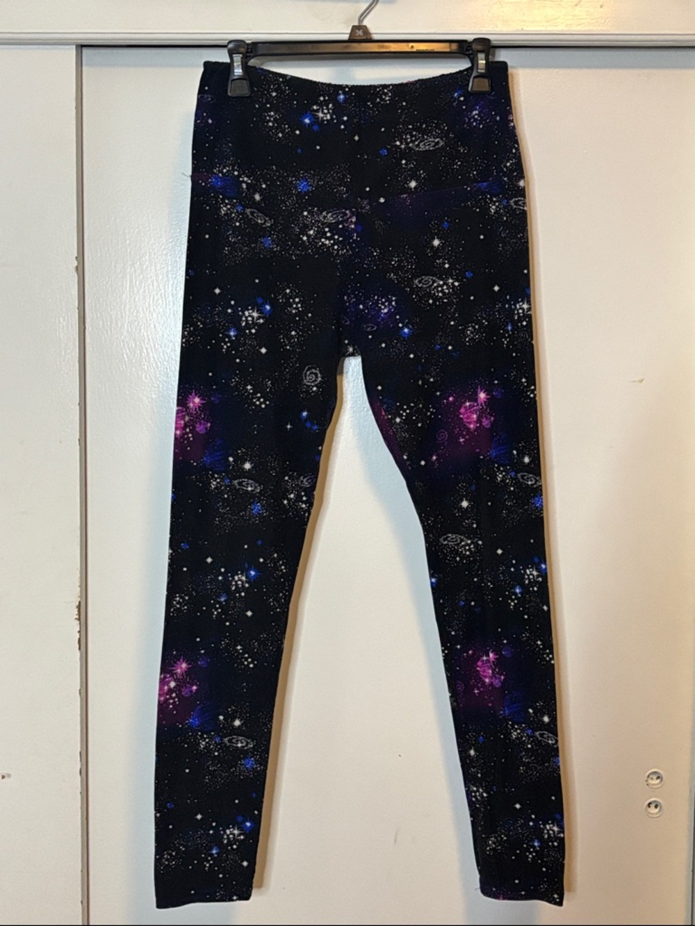 Women’s Galaxy Print Leggings - Black & Purple